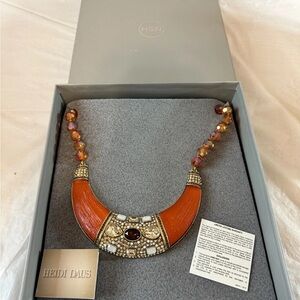 Heidi Daus Vintage “Say It With Style” Vibrant Orange and Gold Necklace IOB